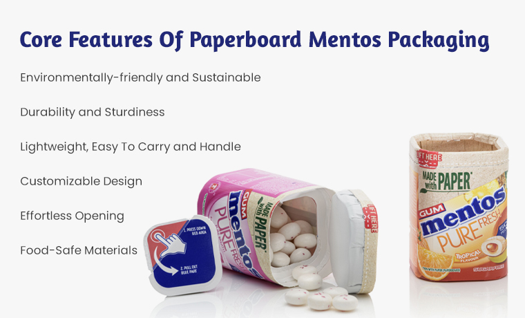 core features of paperboard mentos packaging