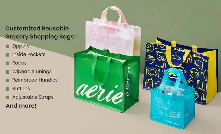 customized reusable grocery shopping bags