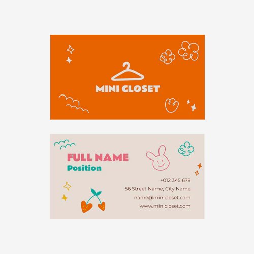 business cards clothing brand