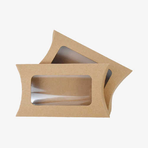 kraft pillow boxes with window